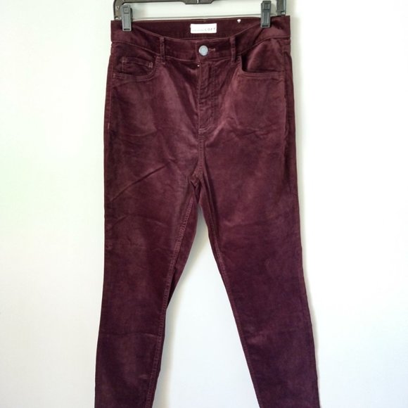 NWOT Ann Taylor LOFT Velvet Skinny Pants- Wine Velvet, Sz 8 - Picture 2 of 4